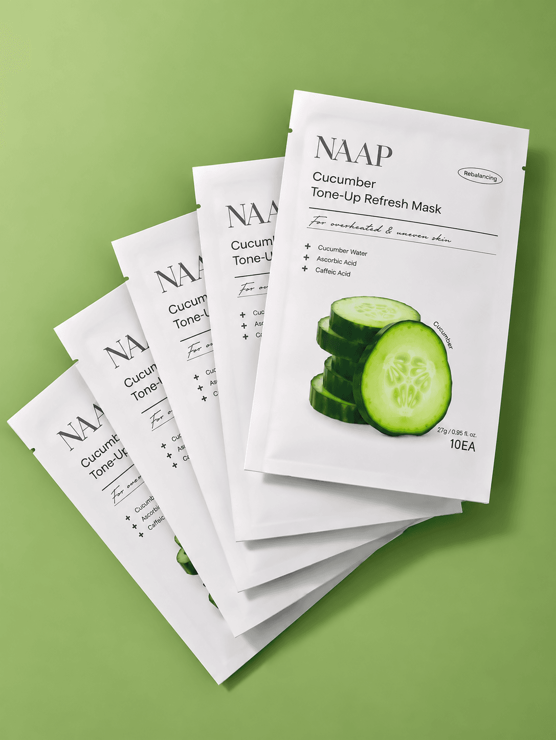 NAAP Cucumber Tone-Up Refresh Mask (10 Sheets)